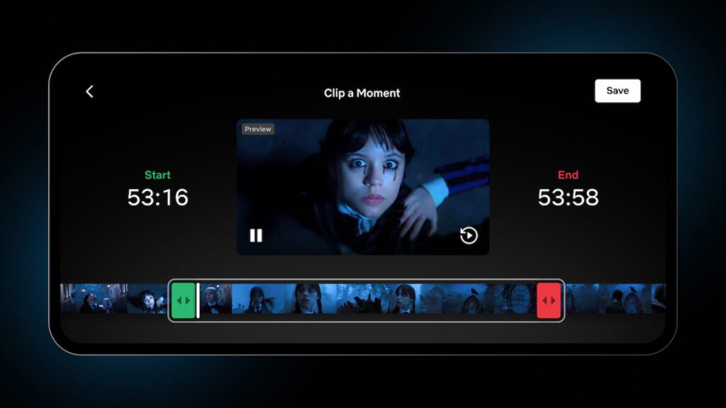 Netflix allows users to customize and share clips on mobile